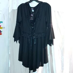Goth vampire black blouse by Date To Wear 2X